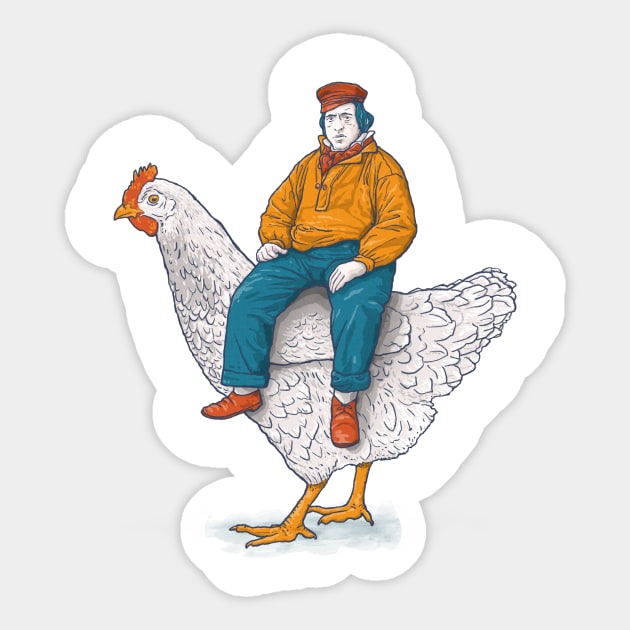 Chicken rider Sticker by jurjenbertens